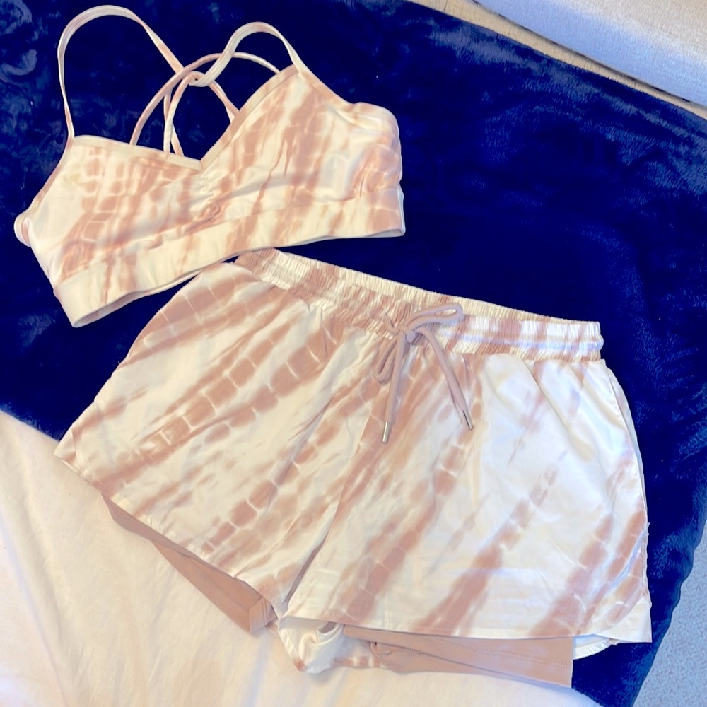 Workout set shorts and sport bra